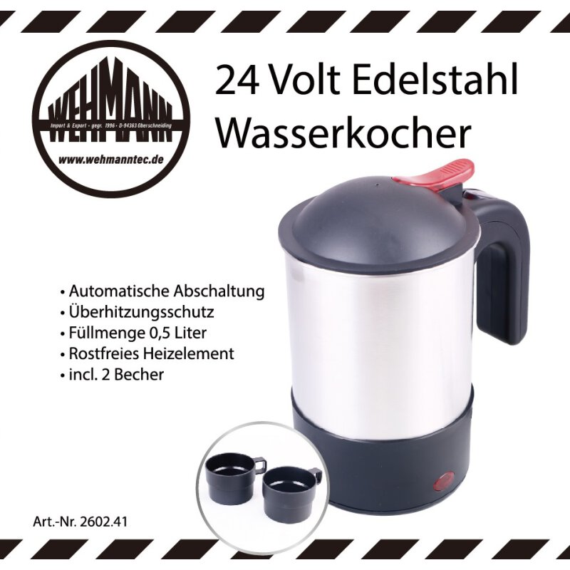 Edelstahl-Wasserkocher 24 Volt, 19,95 €