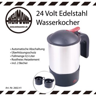 Edelstahl-Wasserkocher 24 Volt